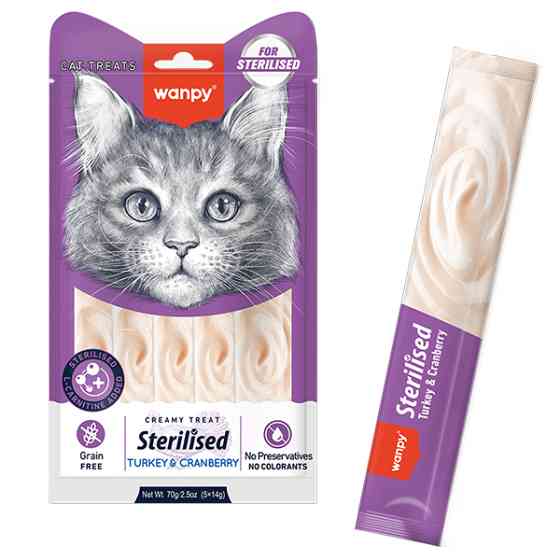 Wanpy Creamy Lickable Treats Sterilized Turkey&Cranberry ВАНПИ ДЛЯ СТЕРИЛИЗОВАННЫХ КОТОВ жидкое лакомство с индейкой и клюквой Киев