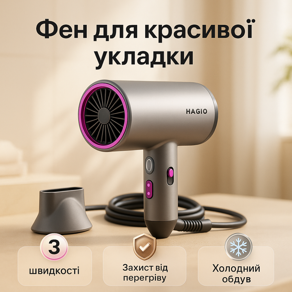Электрический фен для укладки MAGIO, Фен-стайлер для сушки волос Фен эффективной укладки волос TM-50 Львов - изображение 15