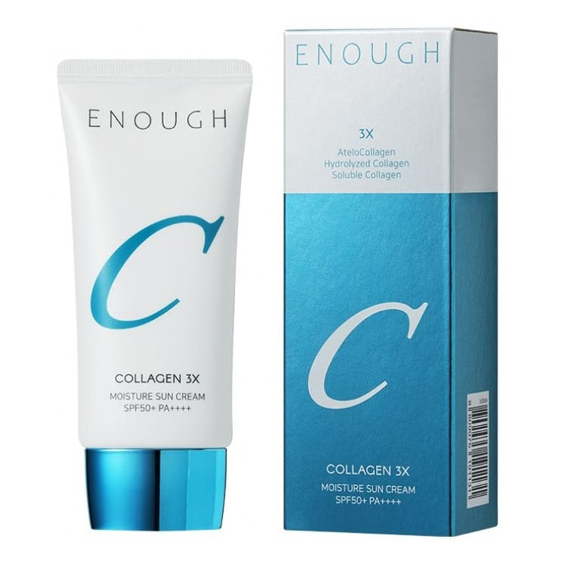 Солнцезащитный крем для лица с коллагеном Collagen 3X Moisture Sun Cream SPF 50+ Enough 50 мл Киев - изображение 2