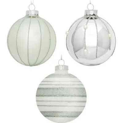Ялинкова іграшка House Of Seasons Скляні кульки 3 шт D7 см Срібні (8718861801569) Вінниця