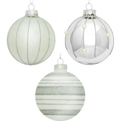 Елочная игрушка House Of Seasons Стеклянные шарики 3 шт D7 см Серебряные (8718861801569) Винница - изображение 1