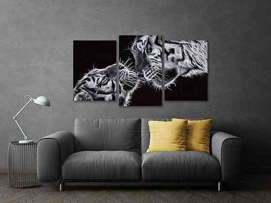 Модульна картина у вітальню/ спальню Поцілунок тигра Art-568_3 70x130 см Київ