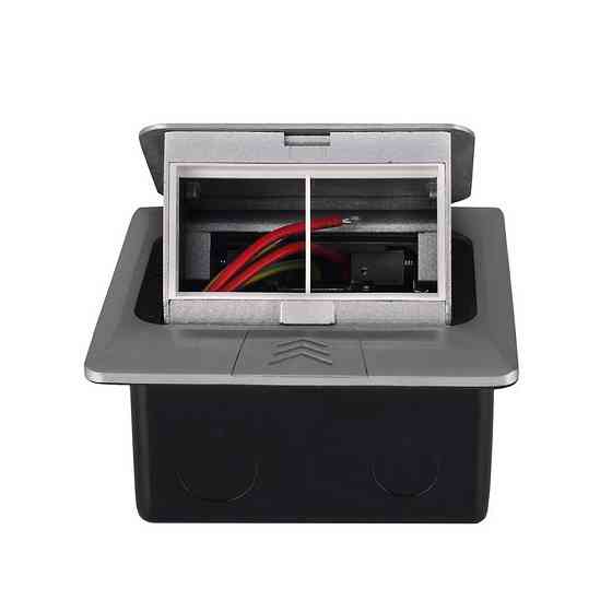 Розетковий люк підлоговий LIVOLO срібний, вбудований у підлогу, пустий корпус без розеток для наповнення будь-якими модулями, з кришкою, IP44, алюміні Коломыя