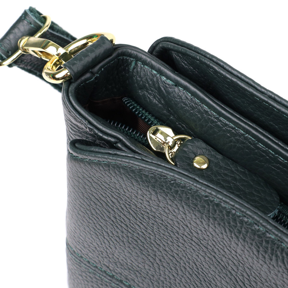 Кожаная сумка для женщин с тремя отделениями Vintage 22977 Зеленый Киев - изображение 6