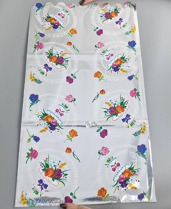 Пакет с рисунком для упаковки подарков   (32*60) №436 фольгированный (ажурный) 