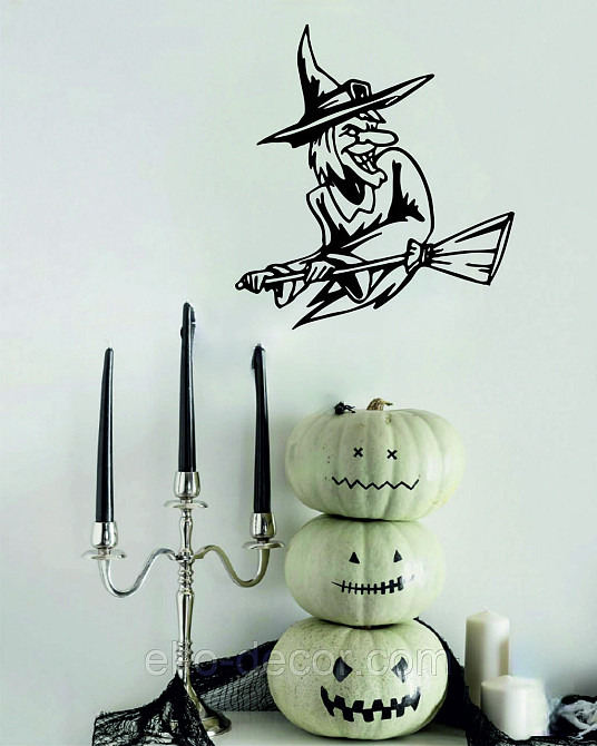 Декоративное настенное Панно «Ведьма с метлой», Декор на стену 90*82 см, Черный Киев - изображение 3