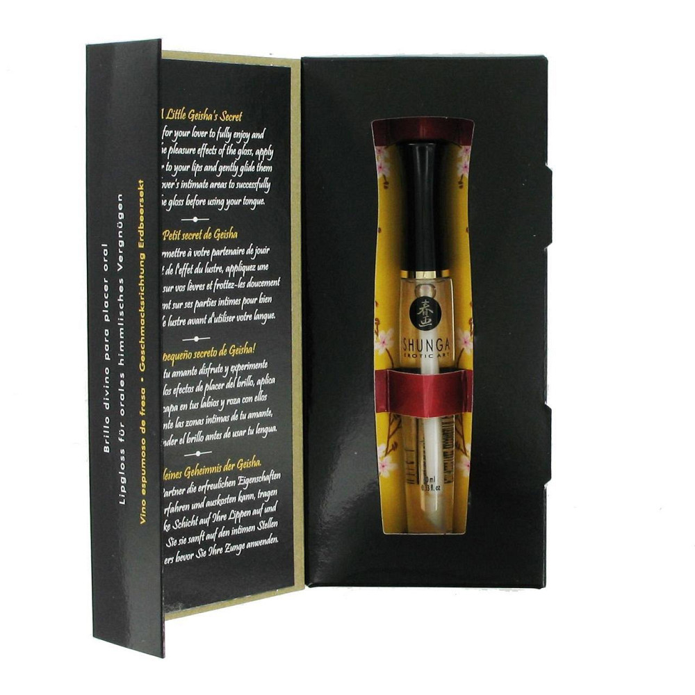 Стимулирующий блеск для губ Shunga LIPGLOSS - Sparkling Strawberry Wine (10 мл), эффект покалывания Sex Aura Киев - изображение 3