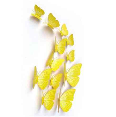 Жовті метелики на магніті - у наборі 12шт. разніх розмірів, пластик Київ