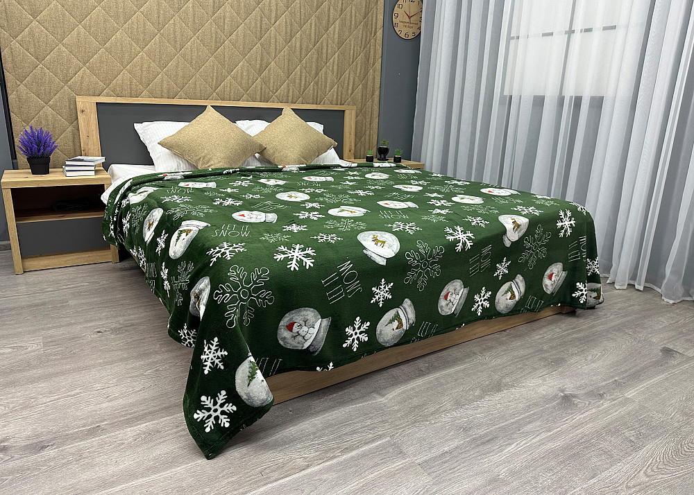 Плед-покривало Decorator WellSoft 150х210 см з різдвяним принтом Зелений (87-169) Київ - фото 5