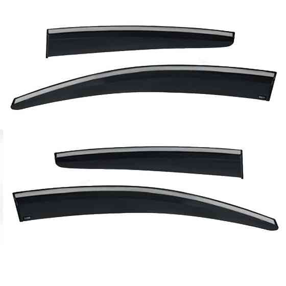 Дефлектори вікон (вітровики) з хром полосою Ford Focus 2011-2017, 4шт, SunPlex, седан/хетчбек, на скотчі Вінниця