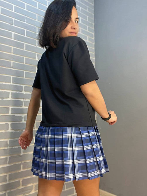 Платье женское KEYYMOD 34068 имитация футболки с юбкой в ​​клетку короткое темно синее, темно-синий, S Киев - изображение 6