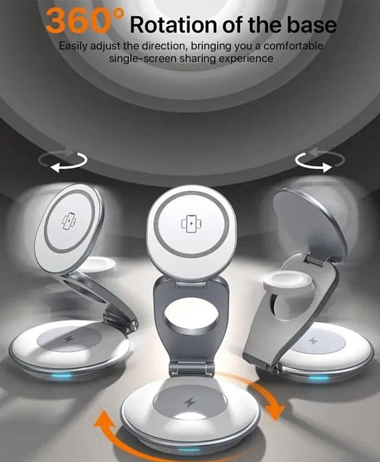 Бездротова зарядна станція для техніки apple EXW 30вт. Київ - фото 2