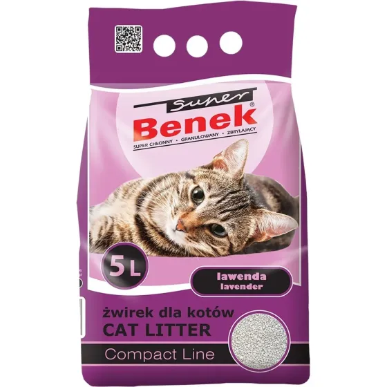 Наполнитель бентонитовый Супер Бенек Super Benek Compact Lavander для кошачьих туалетов лаванда (мелкий), 5 л Винница