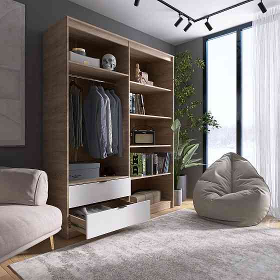 Шкаф распашной для одежды с выдвижными ящиками (штанга - полки) Эверест Сити-1600 160,2х50х204,6 см Дуб сонома/Белый (DTM-071119) Львов