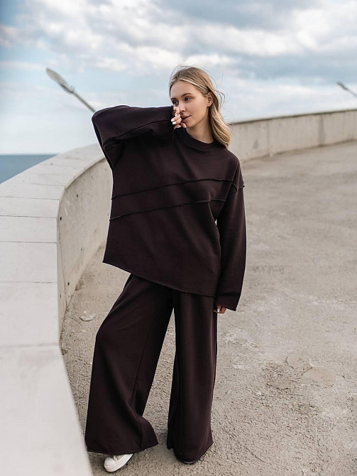 Женский стильный оверсайз костюм двойка: кофта и штаны турецкая трехнить петля пенье Одесса - изображение 5