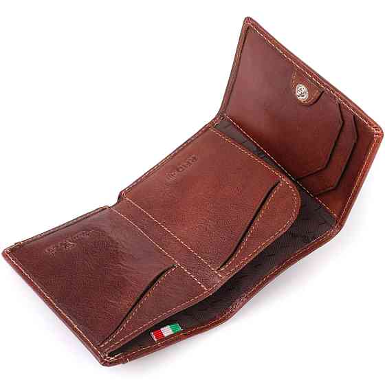 Компактный бумажник для мужчин из глянцевой натуральной кожи Tony Perotti 20900_1 (3810 moro) Коричневый Киев