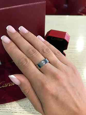 Cartier кільце LOVE з великим камінням під срібло / Cartier кільце з камінням у білому золоті Одеса