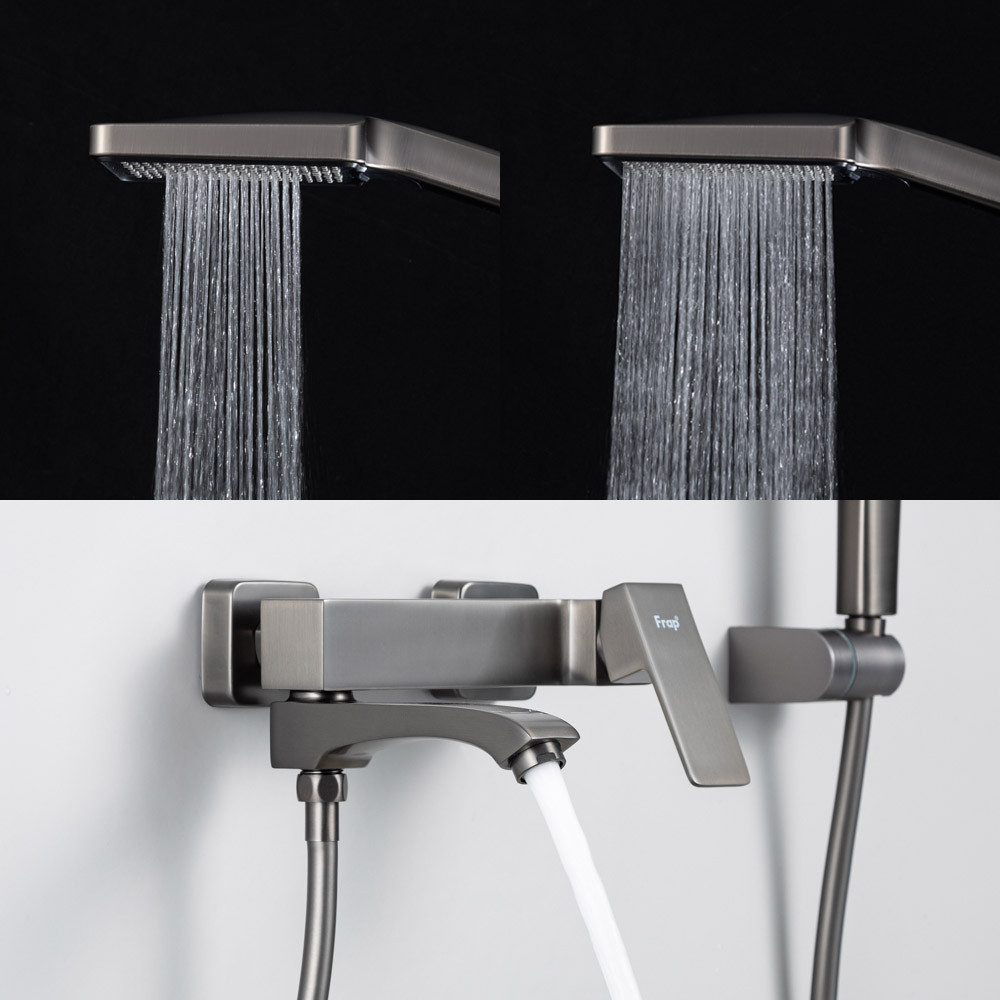 Змішувач для ванни FRAP F3276-9 з душовим гарнітуром, графіт Київ - фото 4