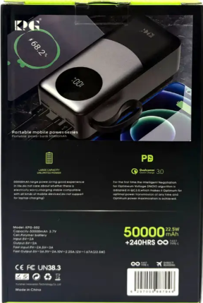 Зовнішній акумулятор Power Bank KP KPG-502 50000 мАг 22.5W QC3.0, 4USB+2Type-C, дисплей Одеса - фото 7