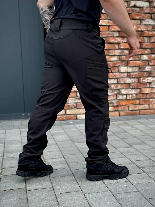 Тактический демисезонный мужской костюм soft shell черный, военная форма софт шелл с молнией Львов - изображение 8