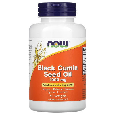 Трави Now Foods Олія насіння чорного кмину, 1000 мг, Black Cumin Seed Oil, 60 гелевих (NOW-01711) Вінниця - фото 1