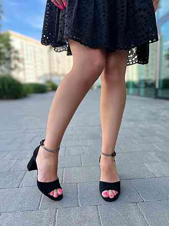 Meideli Босоніжки жіночі чорні MEIDELI L8902-28 літні, еко-замша / Модні босоніжки на підборах Коломыя