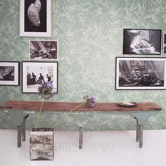 Шпалери вінілові на флізелін Sirpi Alta gamma Sempre 3 листки зелені пальми на салатово золотистому 3д Київ