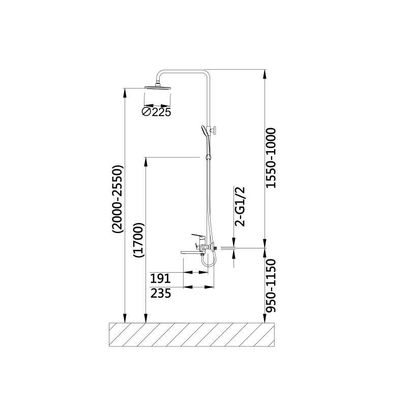 Душевая система из латуни Qtap Aries на три потребителя (с изливом) QTARI1112CRM47606 Chrome Харьков - изображение 2