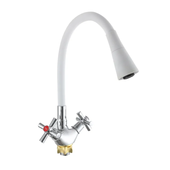 Кухонный смеситель с белым силиконовым изливом Zerix TLT 722 Reflector White (ZX5991) Харьков