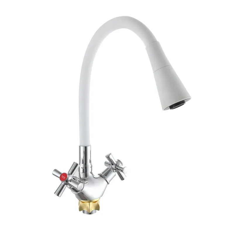 Кухонный смеситель с белым силиконовым изливом Zerix TLT 722 Reflector White (ZX5991) Харьков - изображение 1