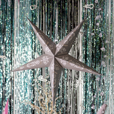 Ялинкова іграшка Novogod`ko Зірка паперова 3D, матове срібло, 60 см, LED (974216) Вінниця - фото 2