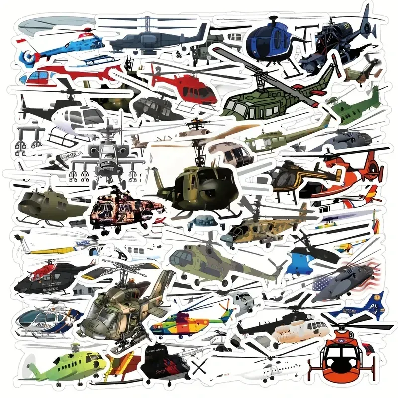 Набор наклеек с вертолётами 60 шт – водостойкие виниловые стикеры для декора Киев - изображение 2