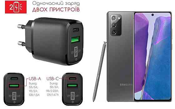 Сетевое зарядное устройство для Samsung Galaxy Note 20 Ultra, 20W 3A, Quick Charge 3.0 Киев