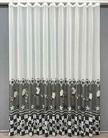 Тюль VR-Textil 1823т Шифон с принтом Молочный с серым 300х270 см (42-0799) Киев