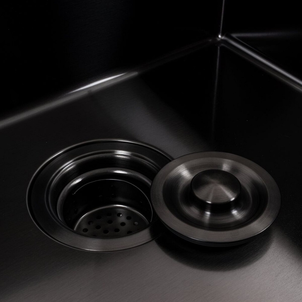 VALESO Кухонна мийка 50*50 PVD чорна Valeso Handmade (сифон круглий, 3,0/0,8) Киев - изображение 7