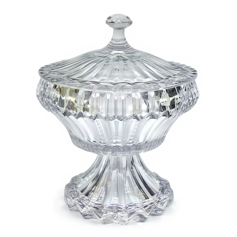 Yiwu Цукерниця скляна кругла на ніжці, прозоре скло, діаметр 17 см, висота 27 см, висота ніжки Коломыя - изображение 1