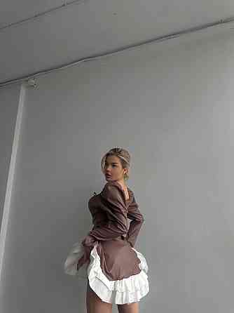 Жіноче стильне плаття з екошкіри+плотний котон Карамельний, 42/44 Одеса