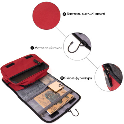 Несесер Vintage Текстильная органайзер Малиновая (20658) Винница - изображение 6