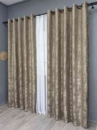 Комплект штор на люверсах VR-Textil Жаккард Sultan XO № 1683ш 150х250 см 2 шт Капучино (37-0196) Киев