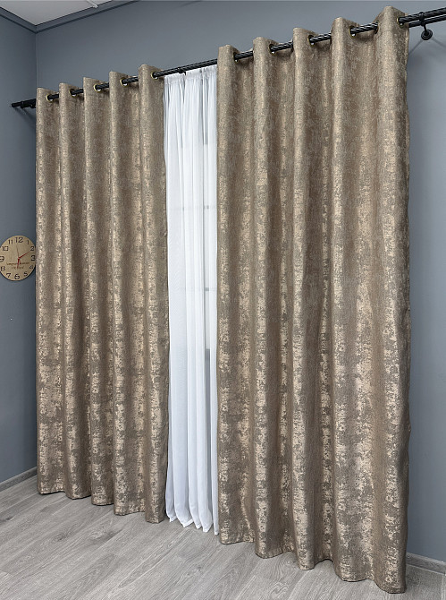 Комплект штор на люверсах VR-Textil Жаккард Sultan XO № 1683ш 150х250 см 2 шт Капучино (37-0196) Киев - изображение 4
