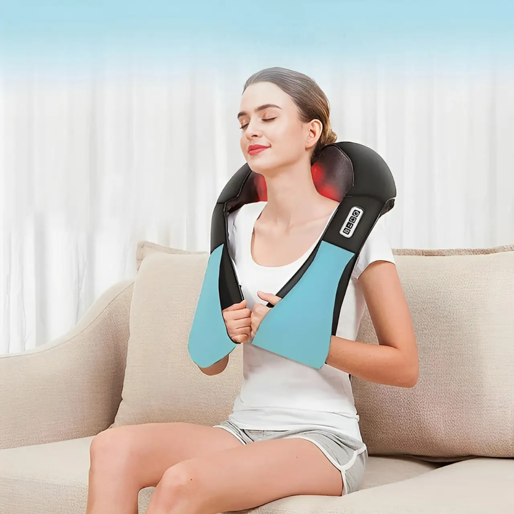 Массажер Shiatsu для тела спины поясницы шеи и плеч (Черный с голубым) Киев - изображение 10