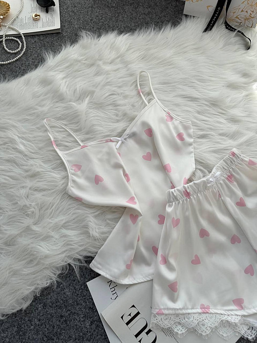 Женская базовая повседневная домашняя шелковая пижама с кружевом Черный, 44/46 Одесса - изображение 4