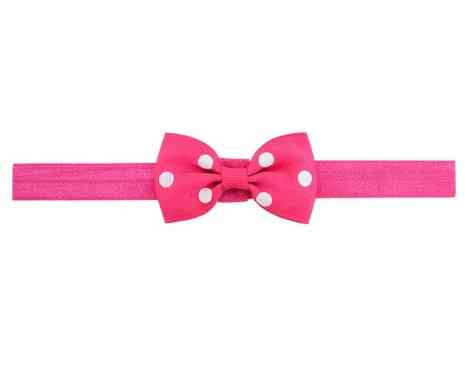 Детская малиновая повязка в горошек - окружность 36-60см, бантик 7,5см Киев