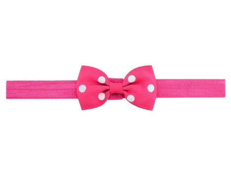 Дитяча малинова пов'язка в горошок - окружність 36-60см, бантик 7,5 см Київ - фото 1