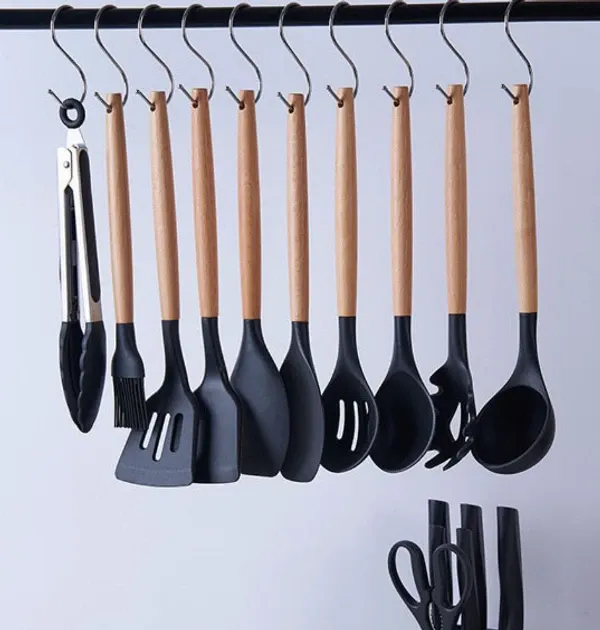 Набор кухонных принадлежностей UN-1872 19 предметов из нержавеющей стали и силикона, с подставкой, эргономика. Одесса - изображение 4