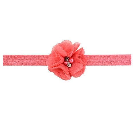 Пов'язка дитяча з квіткою коралова - універсальний (на резинці), квітка 5,5 см Київ - фото 1