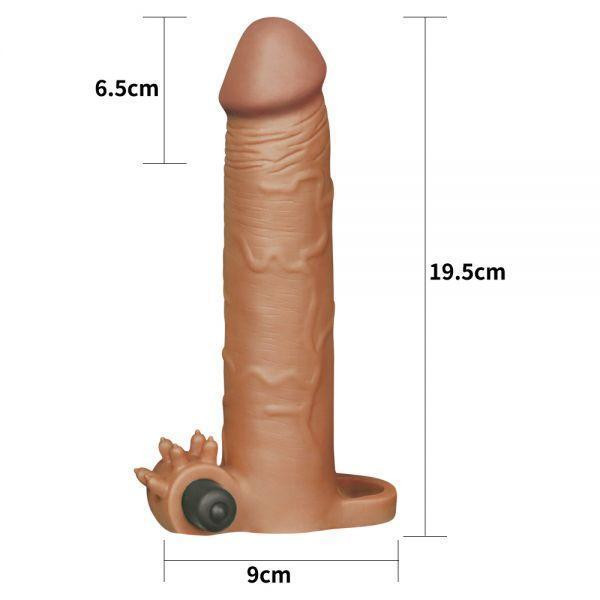 Насадка для збільшення пенісу з вібрацією Add 3" Vibrating Penis Sleeve, Brown Sex Aura Київ - фото 7