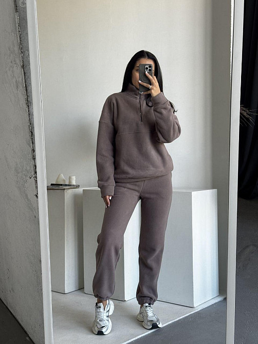 Женский теплый костюм двойка: кофта и штаны из турецкого флиса Мокко, 46/48 Одесса - изображение 1