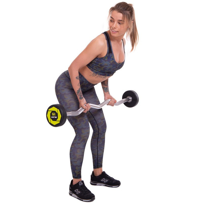 Штанга фіксована вигнута поліуретанова Zelart 2690-15 довжина 104 см 15 кг Київ - фото 7