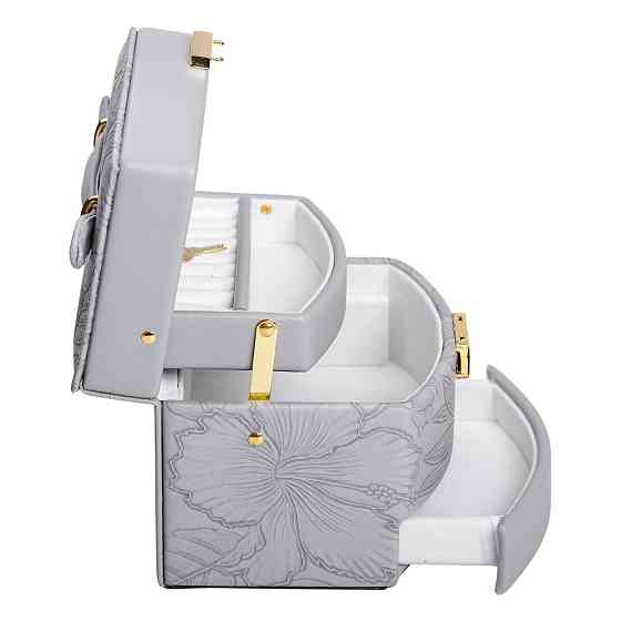 Шкатулка для украшений из эко кожи 3 яруса с замком органайзер для ювелирных изделий HP-5-23G Киев